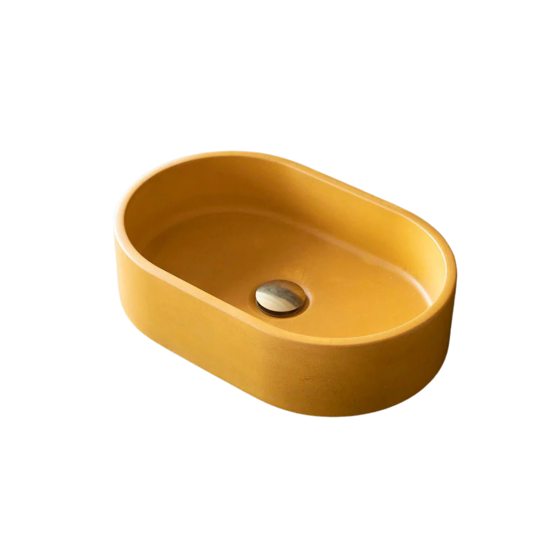 Mustard Yellow Oval Bathroom Vessel Sink
